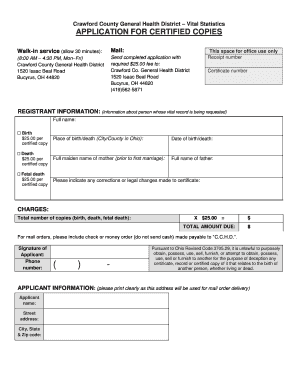 Crawford County Birth Death Certificate Application