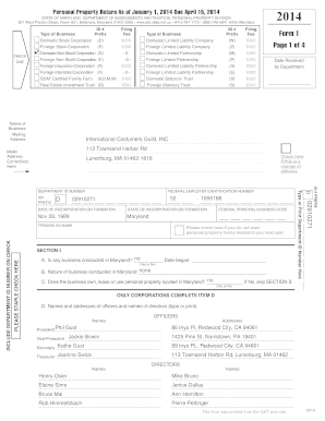Maryland Personal Property Return