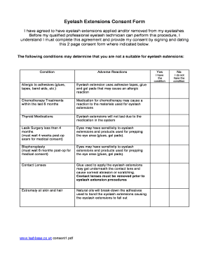 Eyelash Extensions Consent Form