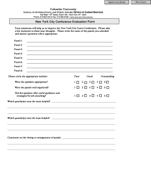 New York City Career Conference Evaluation Form