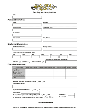 Employment Application Form