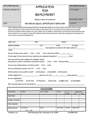 Employment Application Form