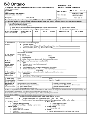Report of Adverse Events Following Immunization (AEFI)
