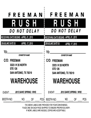 Freeman Outbound Shipping Form