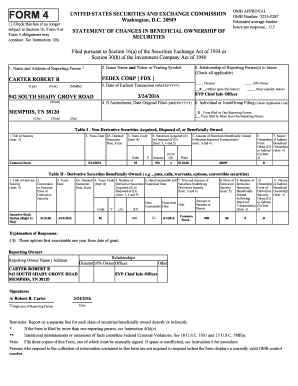 Form 4 Statement of Changes in Beneficial Ownership