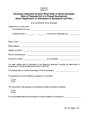 Form 2C Disclosure Statement