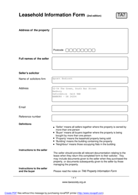 Leasehold Information Form TA7