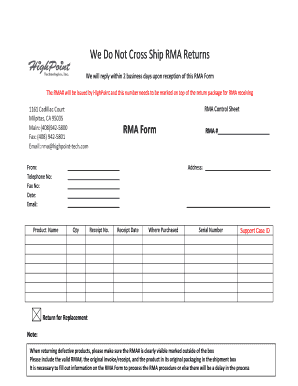 RMA Return Form