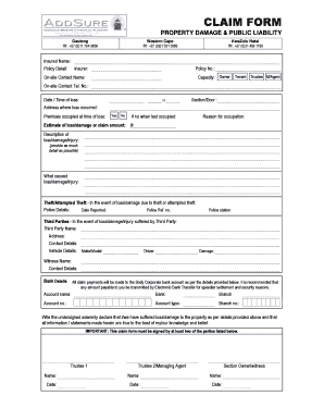 Property Damage and Public Liability Claim Form