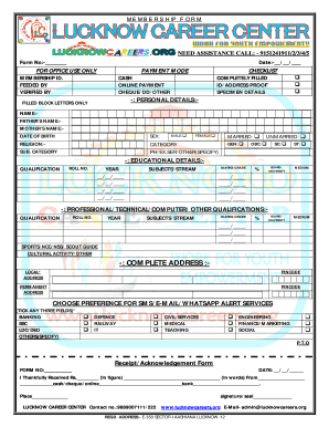 Membership Form for Lucknow Career Center