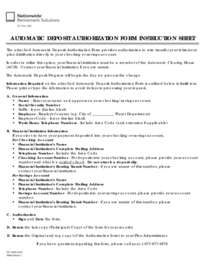 Automatic Deposit Authorization Form
