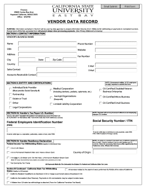 California Vendor Data Record