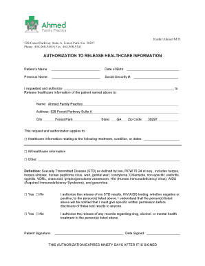 Authorization to Release Healthcare Information