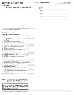 California Recipient Financial Eligibility Test Notice