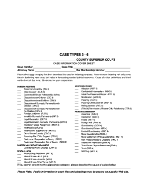 County Superior Court Case Information Cover Sheet