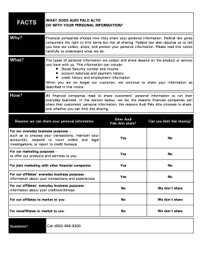 Audi Palo Alto Privacy Notice and Consumer Credit Application