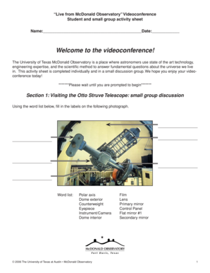 McDonald Observatory Student Activity Sheet