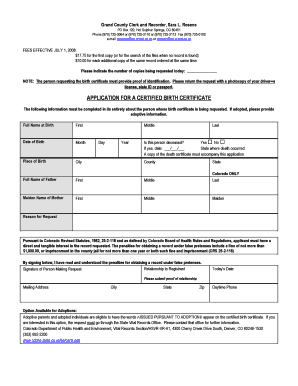 Colorado Birth Certificate Application