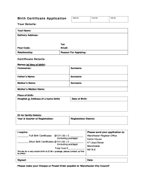 Birth Certificate Application