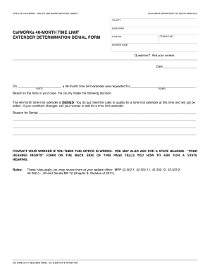California CalWORKs 48-Month Time Limit Extender Denial Form