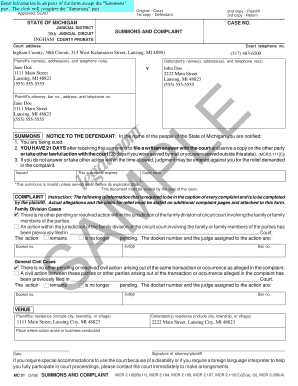 Michigan Divorce Complaint and Marital Settlement Agreement