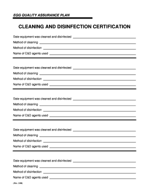 Egg Quality Assurance Cleaning Certification