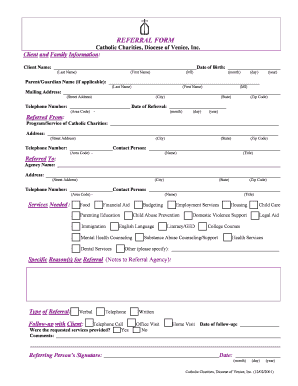 Catholic Charities Referral Form