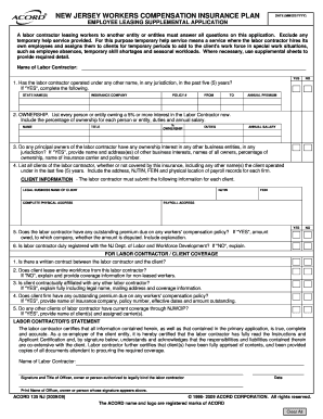 New Jersey Workers Compensation Insurance Plan Application