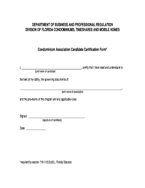 Condominium Association Candidate Certification Form