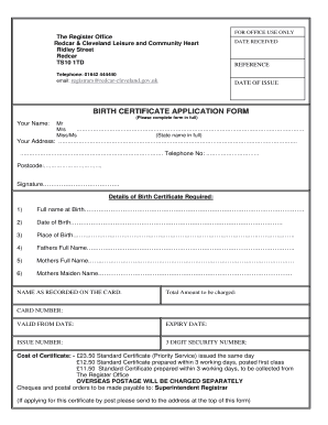 Birth, Death, and Marriage Certificate Application Form