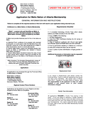 Metis Nation of Alberta Membership Application