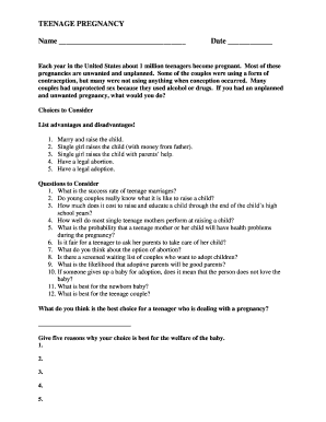 Teenage Pregnancy Decision Form