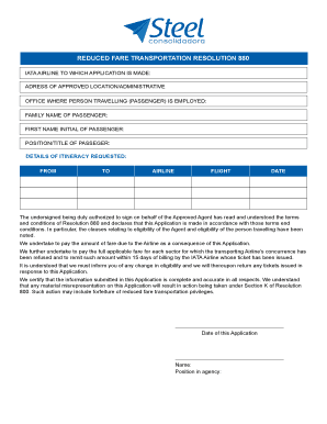 IATA Reduced Fare Transportation Resolution 880