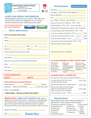 Pet Information Form