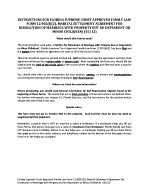 Florida Marital Settlement Agreement