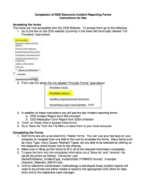 DDS Electronic Incident Reporting Forms