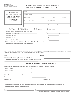 Georgia Income Tax Refund Claim Form