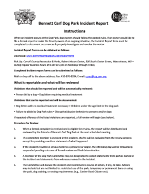 Bennett Cerf Dog Park bIncidentb Report Instructions - Carroll County bb - ccgovernment carr