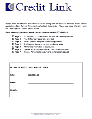 Credit Link Service Application and Agreement