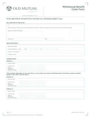 Withdrawal Benefit Claim Form