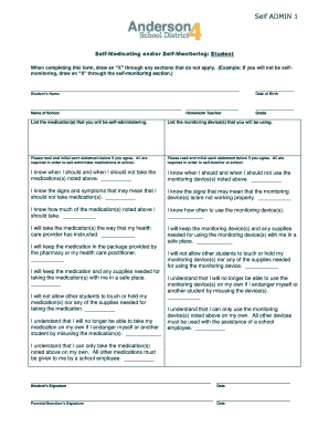 Student Self-Medication and Monitoring Form