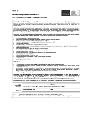 Prohibited Employment Declaration Form