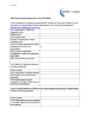 WDF Direct Access Declaration Form 2015/2016