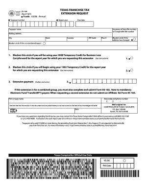Texas Franchise Tax Extension Request