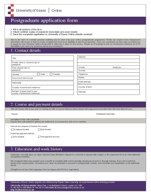 Postgraduate Application Form