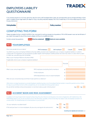 Employers Liability Insurance Questionnaire
