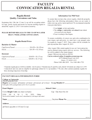 Faculty Convocation Regalia Rental Form