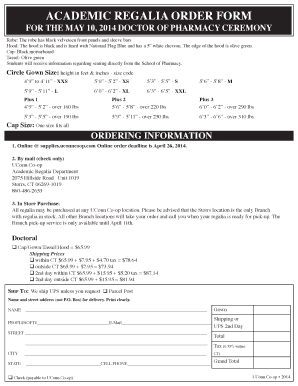 Cleaning checklist template - ACADEMIC REGALIA ORDER FORM - Commencement amp Convocation - commencement uconn