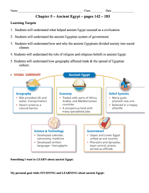 Ancient Egypt Study Worksheet