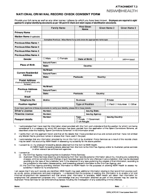 National Criminal Record Check Consent Form